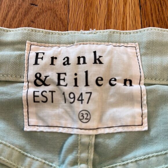 Frank & Eileen sz 32 turquoise zip fly raw edge jeans great pre owned condition - Picture 3 of 5